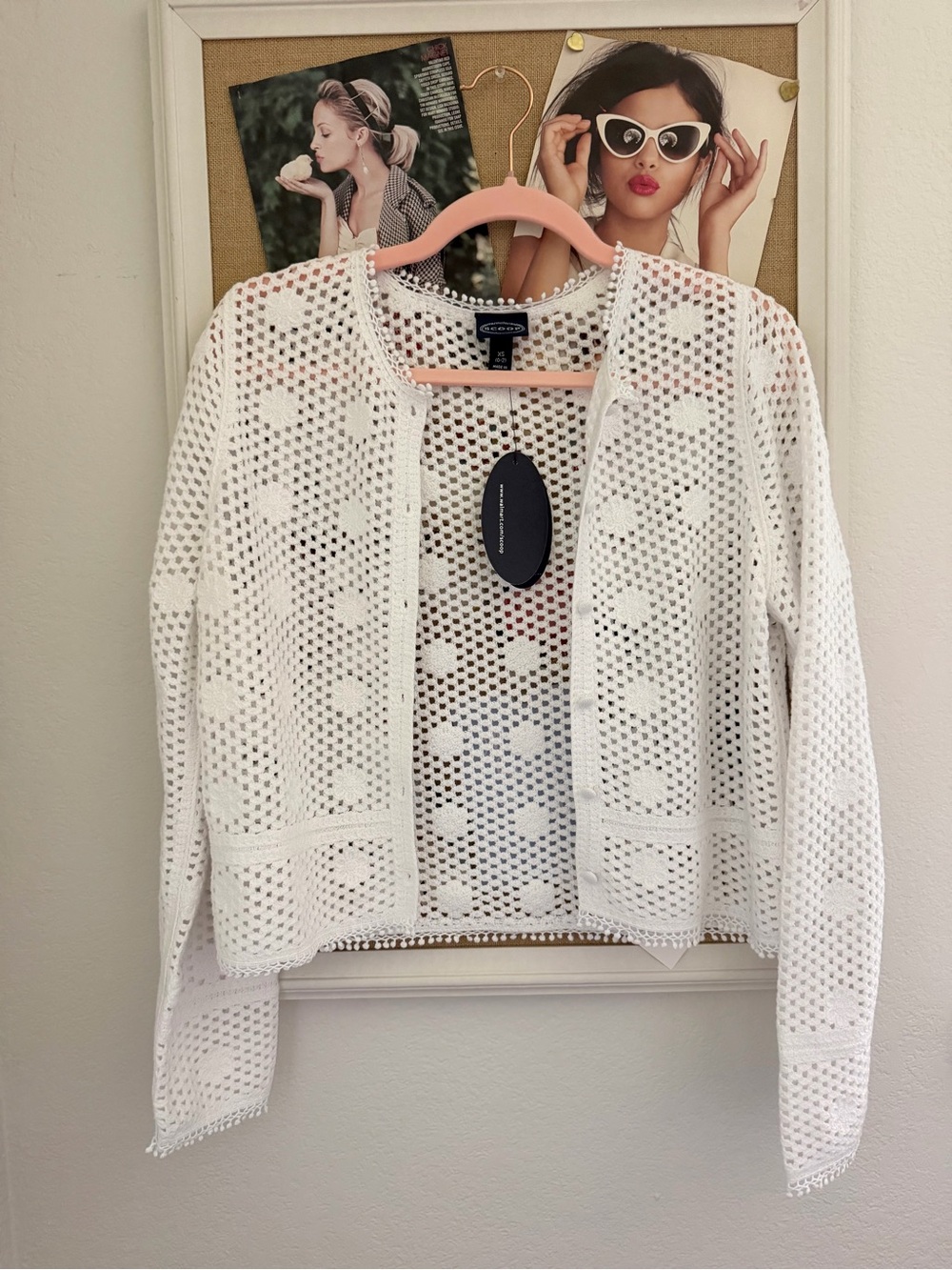 White Crochet Flower Cardigan